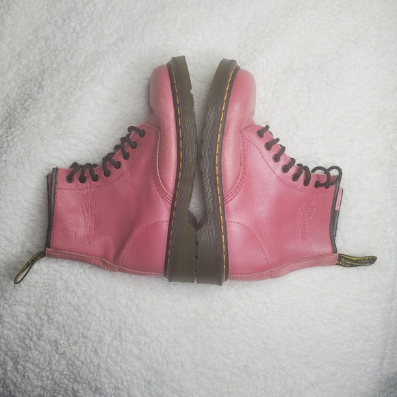 Dr. Martens 1460 Pink Leather Lace Up Chunky Ankle Boots - Picture 10 of 15
